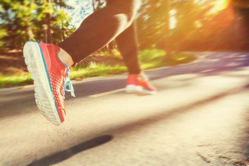 female runner on road pedestrian accident